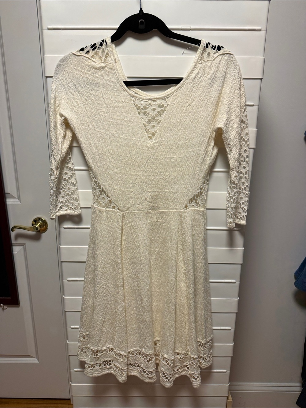 Free People Cream Lace Paneled Asymmetrical Dress